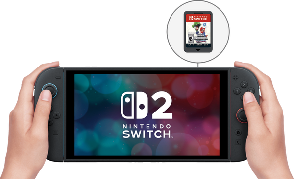 Nintendo Switch 2 console official photo showing magnetic Joy-Con controllers and larger display